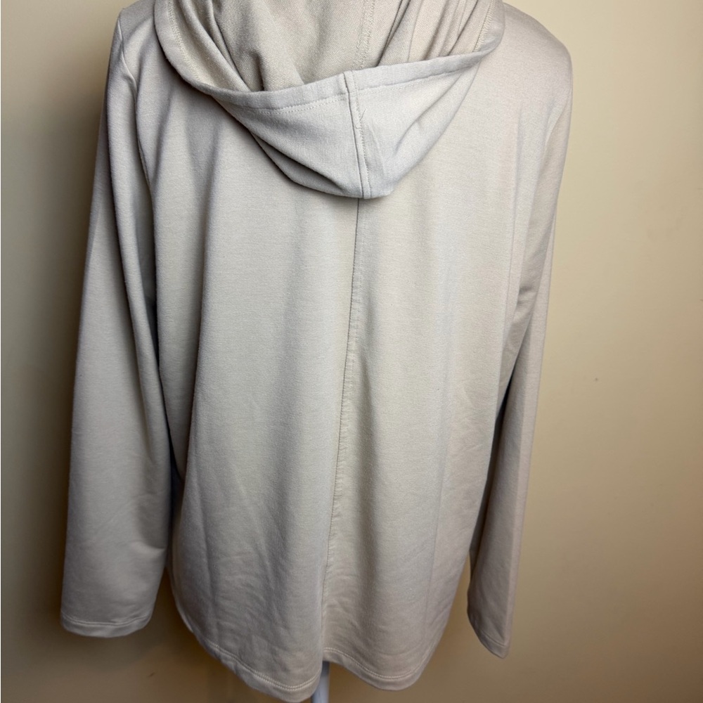 LOGO Lori Goldstein Hooded Zip-Up Medium Beige Jacket - Picture 4 of 11